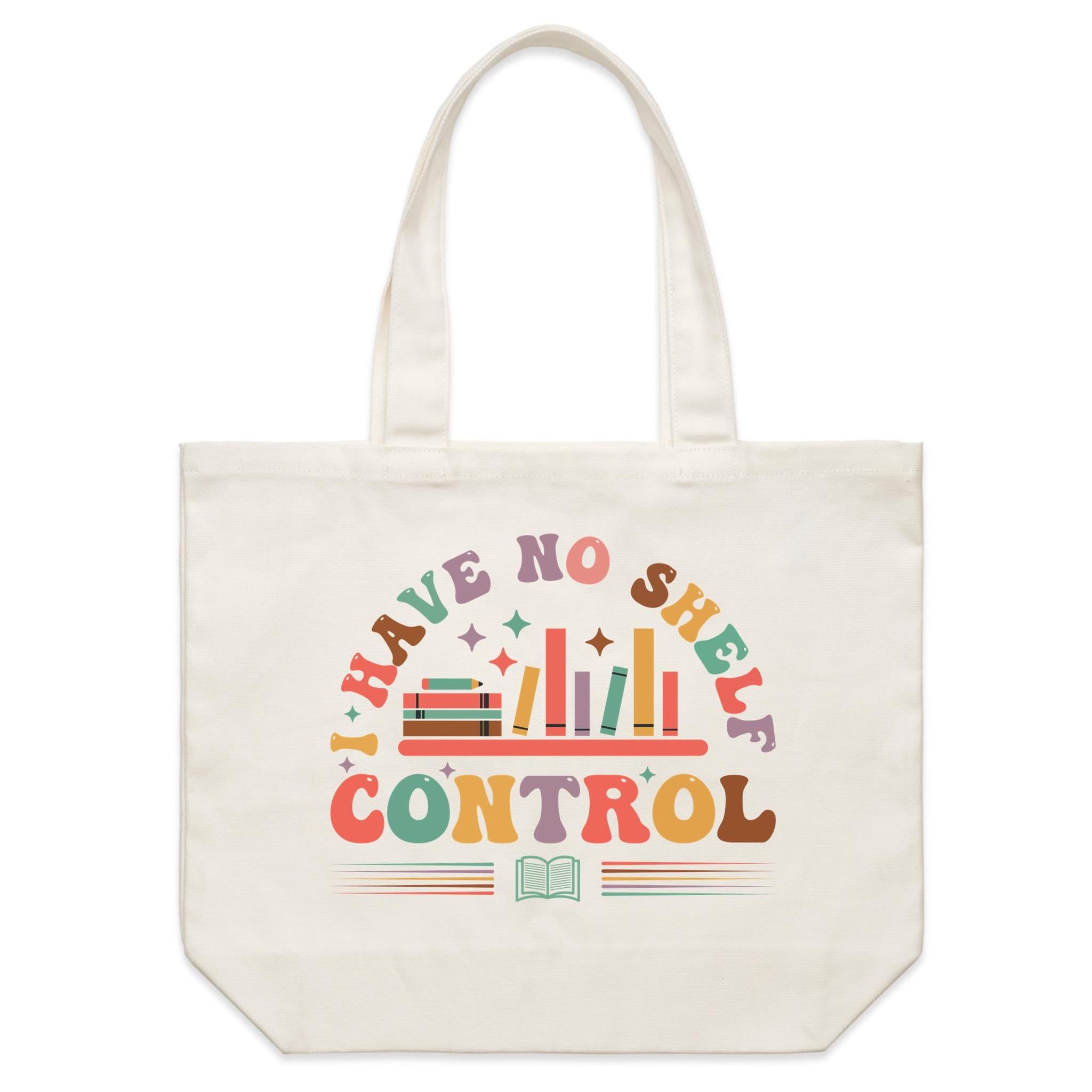 I Have No Shelf Control, Books - Shoulder Canvas Tote Bag Default Title Large Tote Bag Printed In Australia Reading