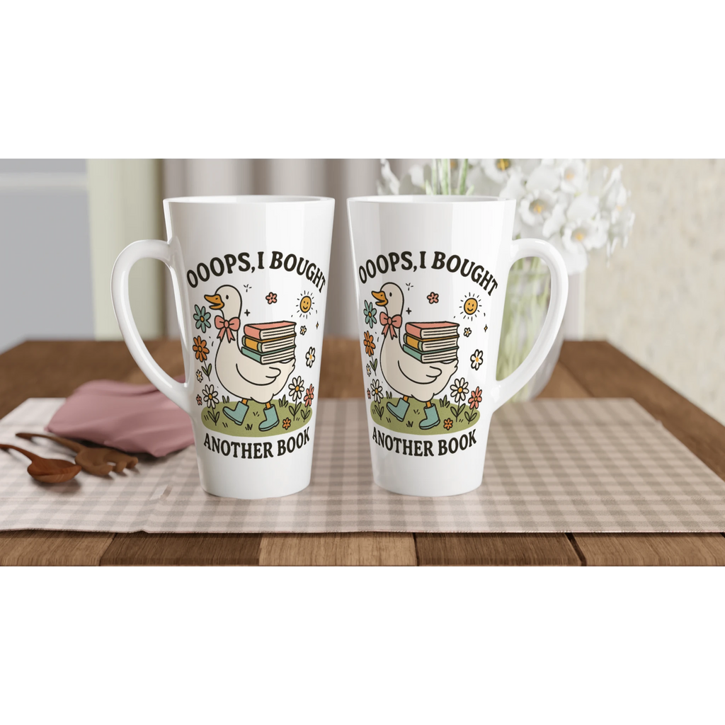 Oops, I Bought Another Book - White Latte 17oz Ceramic Mug Latte Mug animal Globally Fulfilled Reading