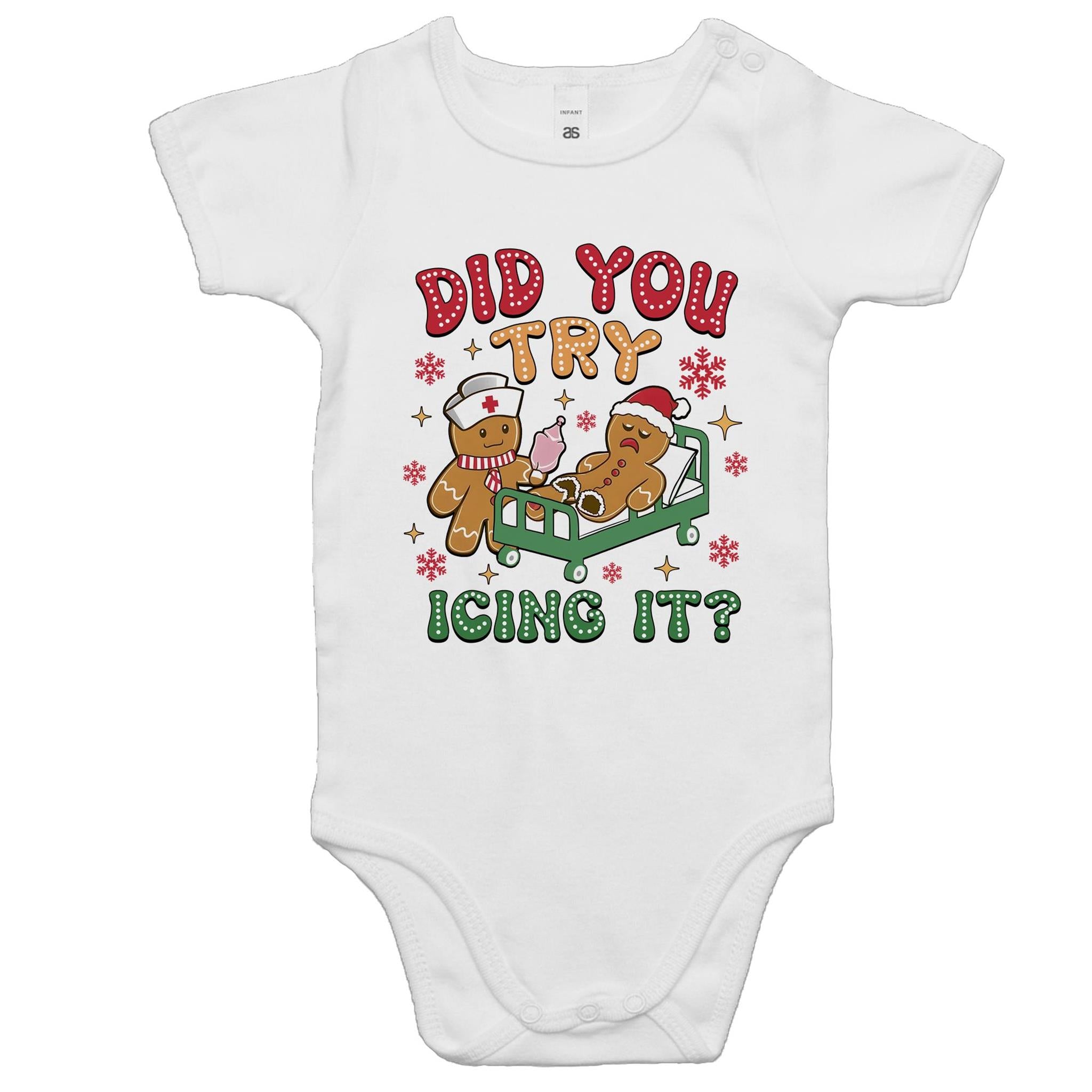 Funny Gingerbread, Did You Try Icing It - Baby Bodysuit White Baby Christmas Bodysuit Christmas Printed In Australia
