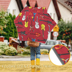 Guitars On Red Kids Safe Round Corner Umbrella Kids Safe Round Corner Umbrella Music Printed Offshore