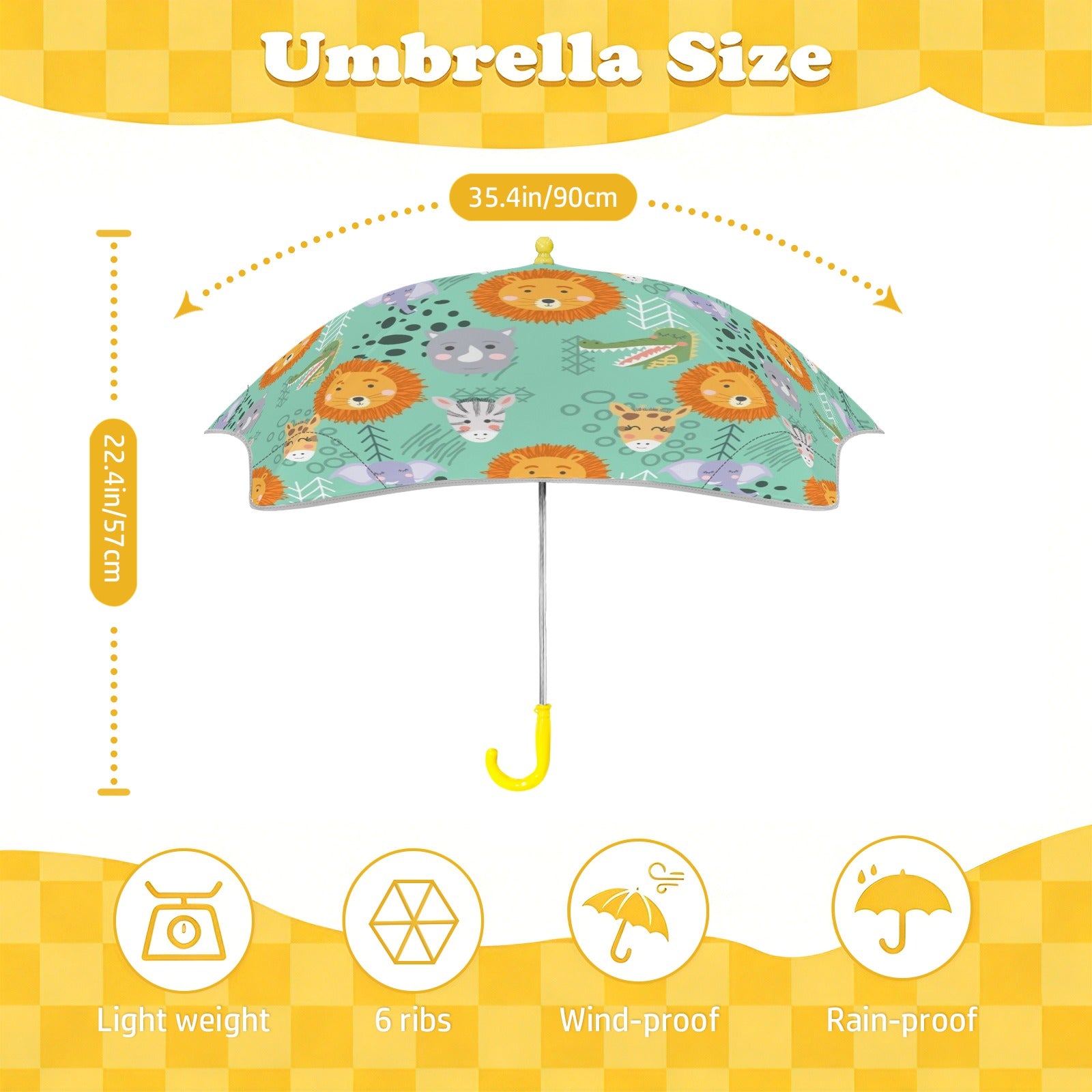 Safari Animals Kids Safe Round Corner Umbrella