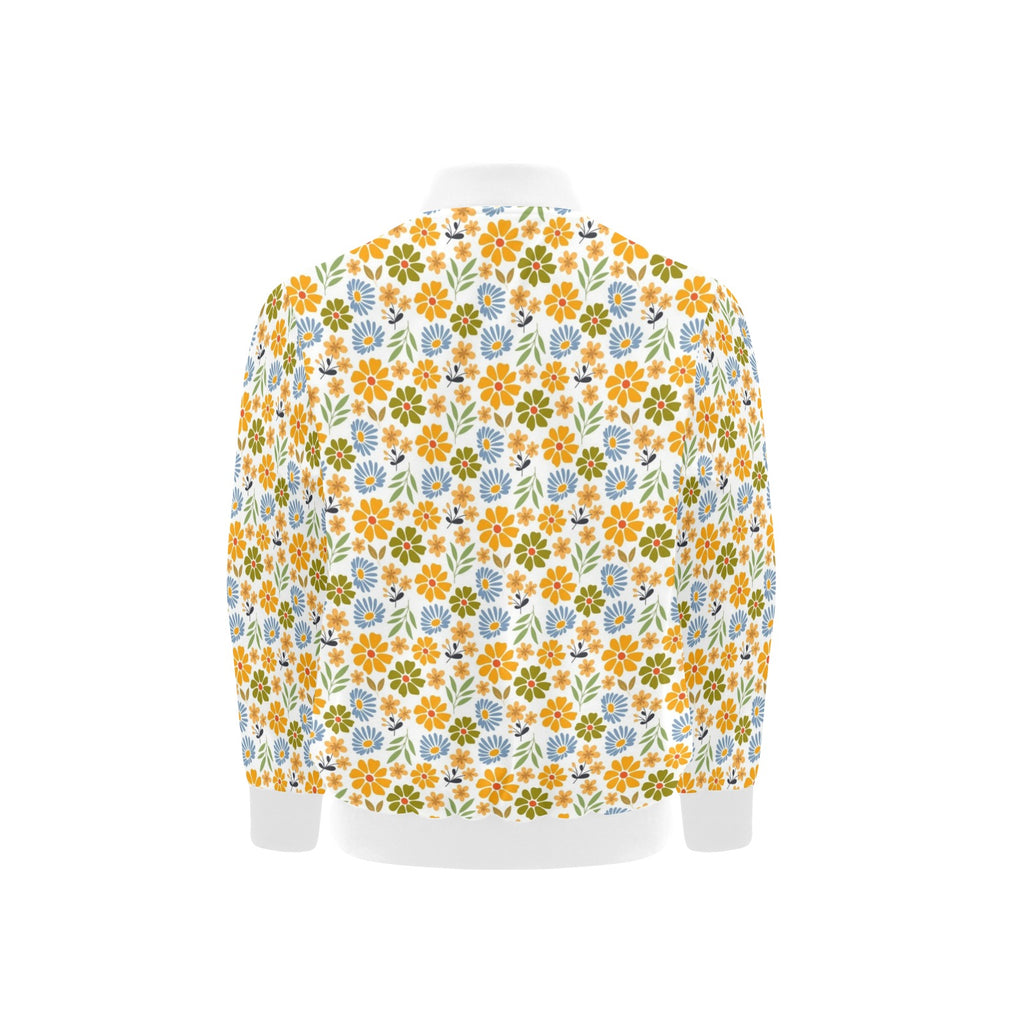 Retro Boho Flower Kids Bomber Jacket Kids Bomber Jacket Plants Printed Offshore