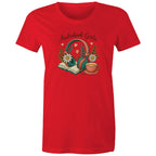 Audiobook Girlie - Womens T-shirt Red Womens T-shirt Printed In Australia Reading