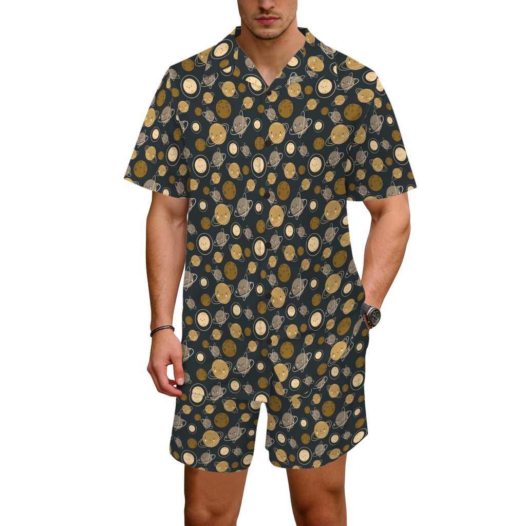 Planets Men's Hawaiian Shirt & Shorts Set Men's Hawaiian Shirt & Shorts Set Printed Offshore Space
