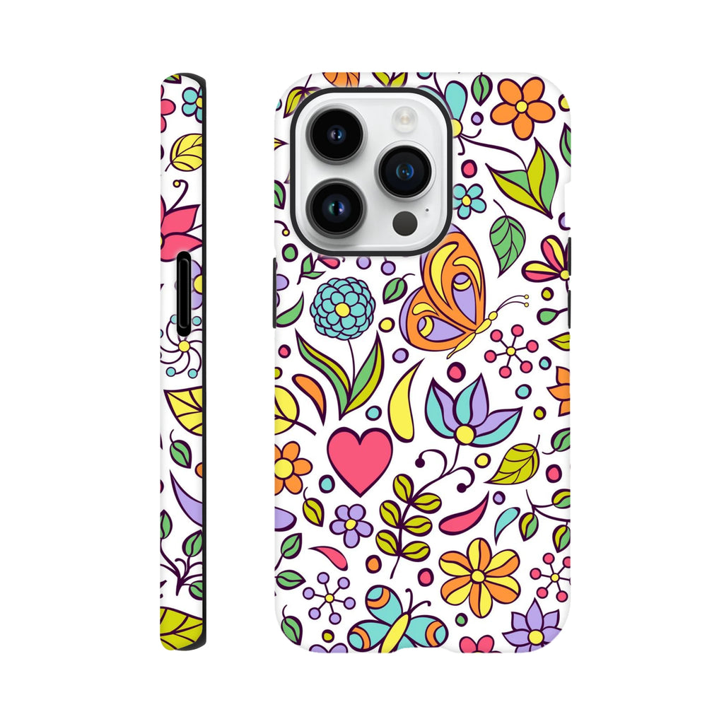 Quirky Butterfly Flowers - Apple iPhone Tough case iPhone 14 Pro iPhone Tough Case animal Globally Fulfilled