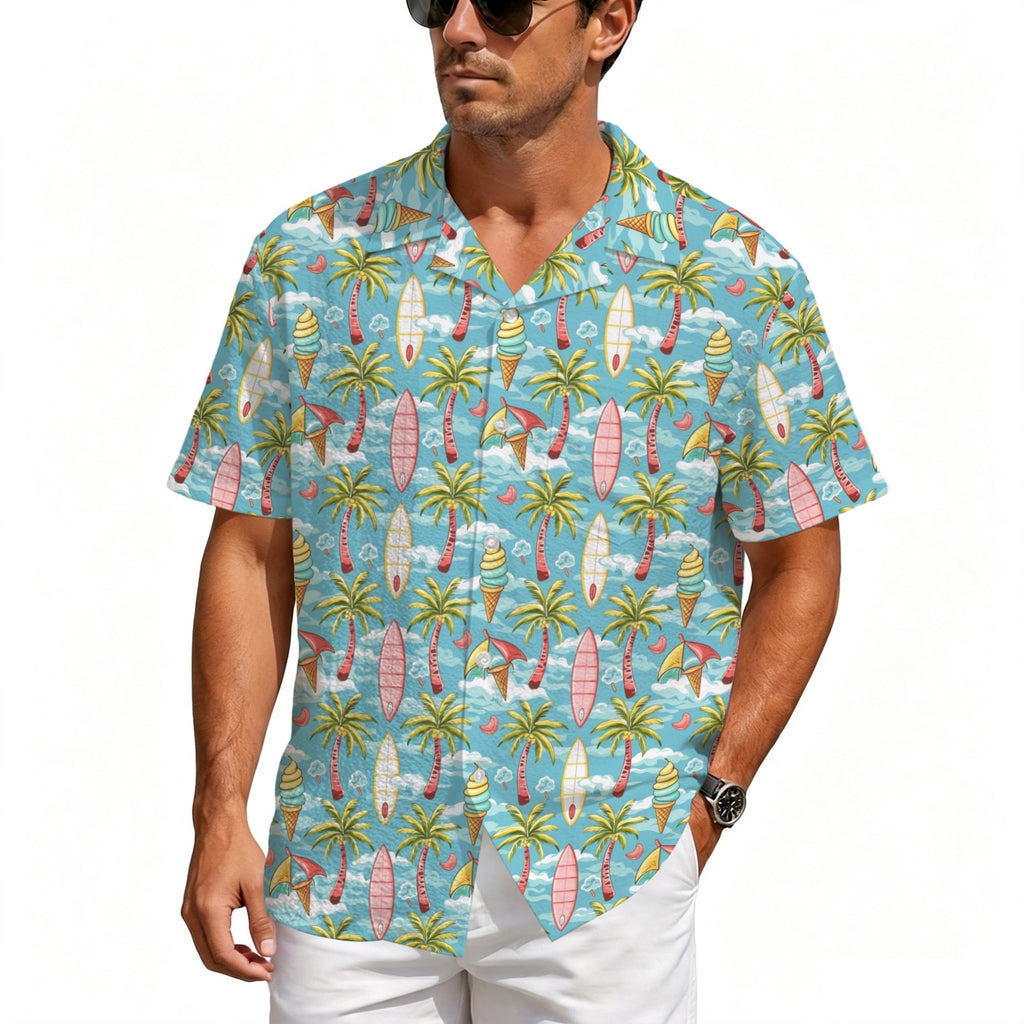 Summer Surf Men's Crinkle Hawaiian Shirt