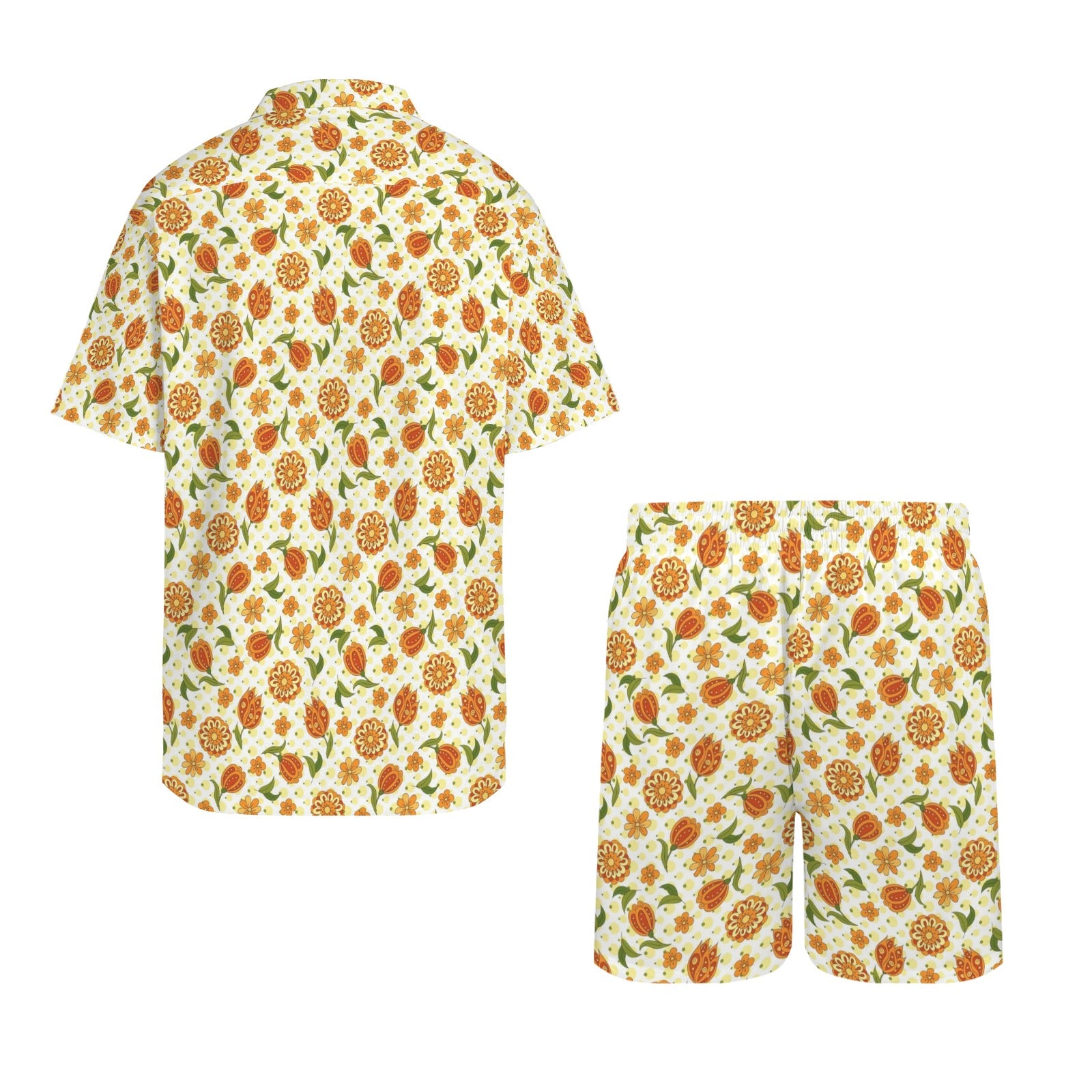 Graphic Floral Men's Hawaiian Shirt & Shorts Set