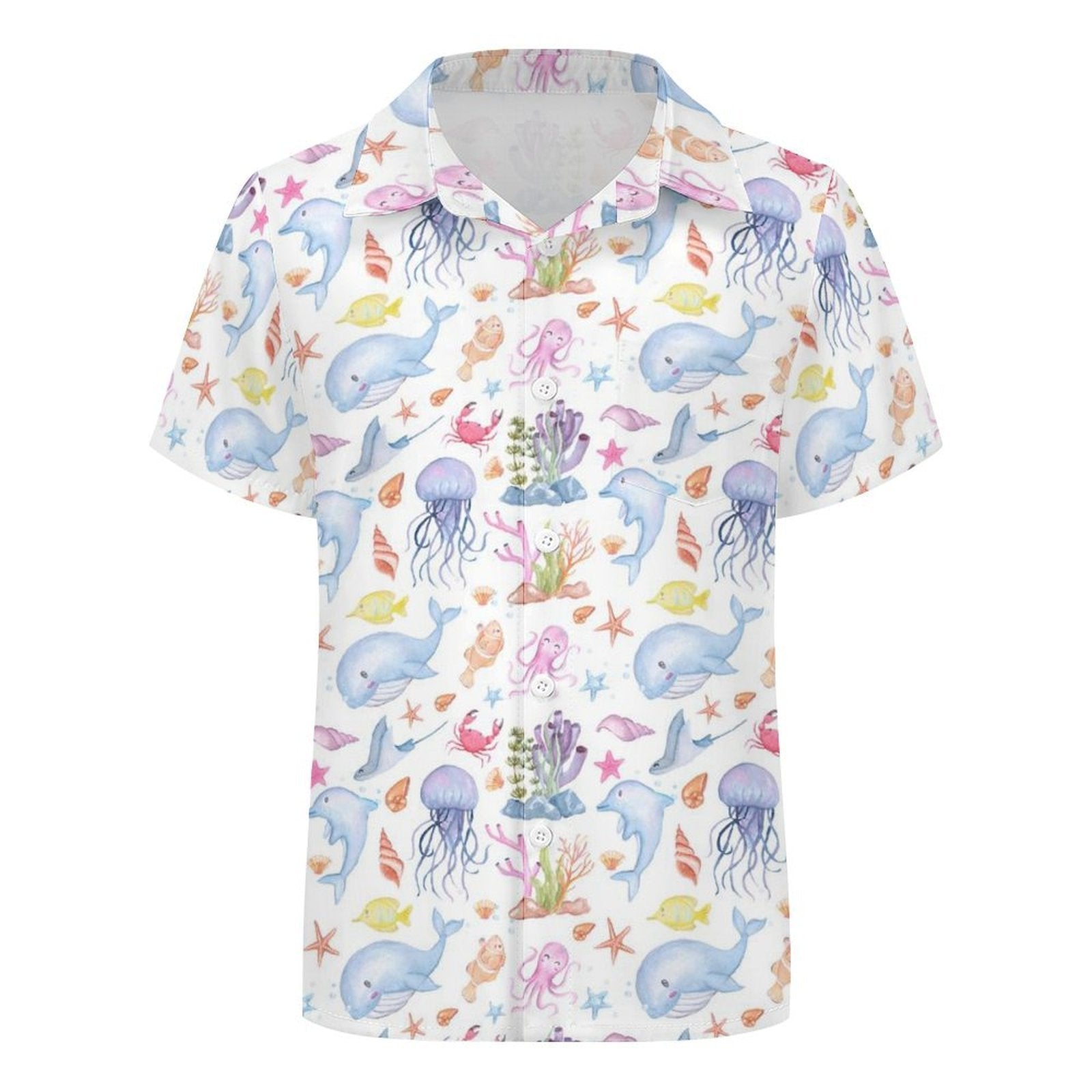 Under The Sea Kids Youth Short Sleeve Button Up Shirt
