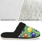 Pool Balls Men's Fur Trim Thick-Sole Indoor Slippers Men's Fur Trimmed Slippers Games Printed Offshore