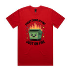 Skip Bin, Dumpster Fire Men's AS Colour T-shirt Red Mens T-shirt Printed In Australia