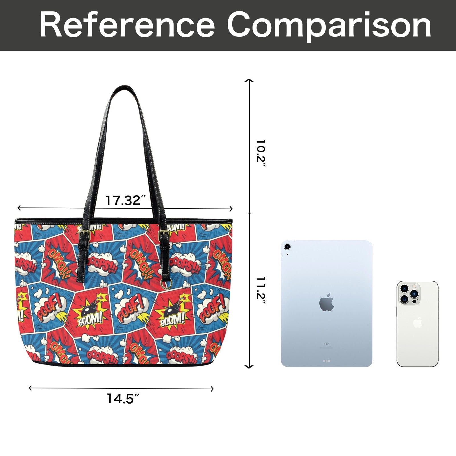 Comic Book - Leather Tote Bag-Large