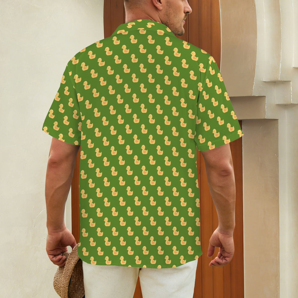 Rubber Ducks On Green Men's Hawaiian Shirt (New)