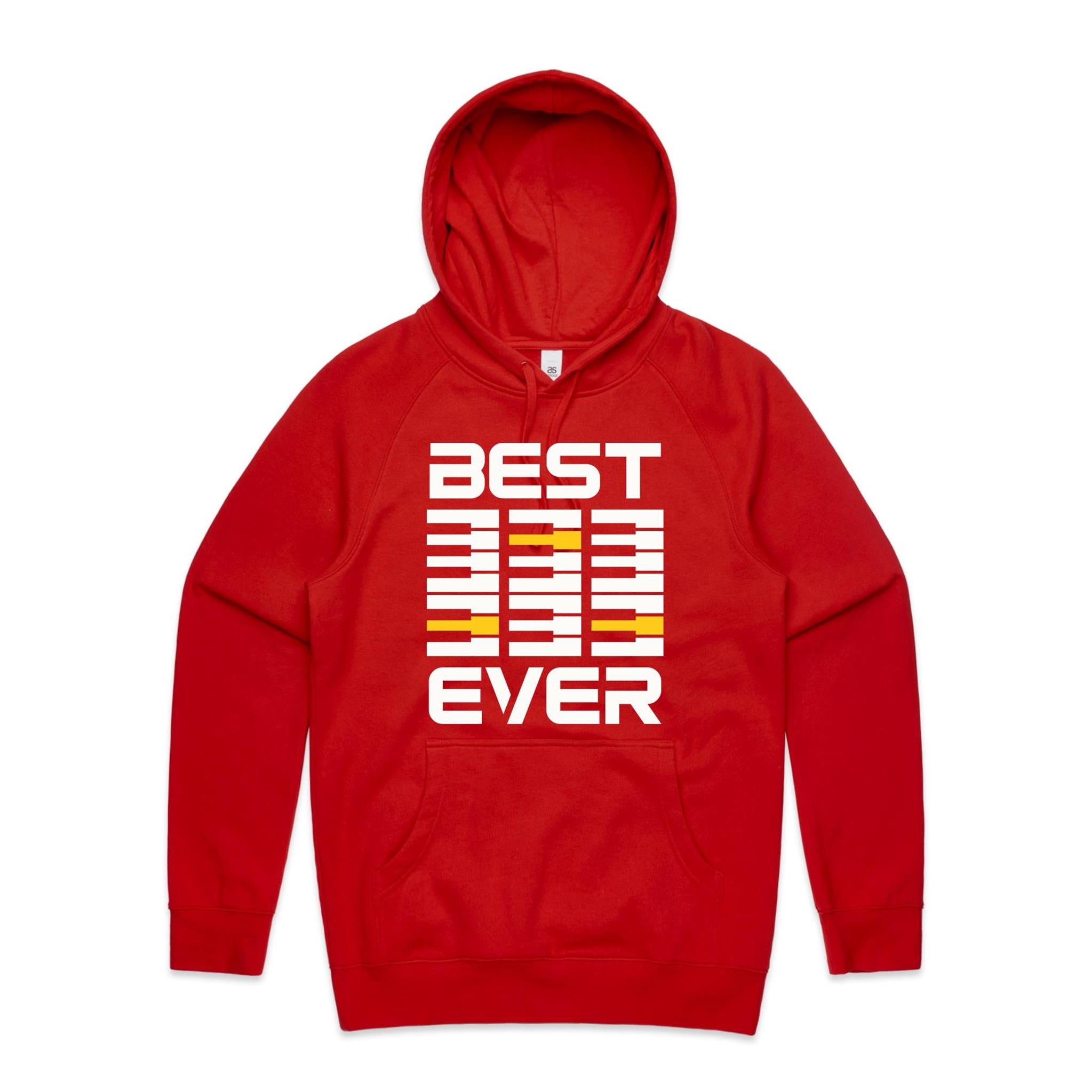 Best Dad Ever, Piano Keyboard - Mens Hoodie Red Mens Hoodie Dad Music Printed In Australia
