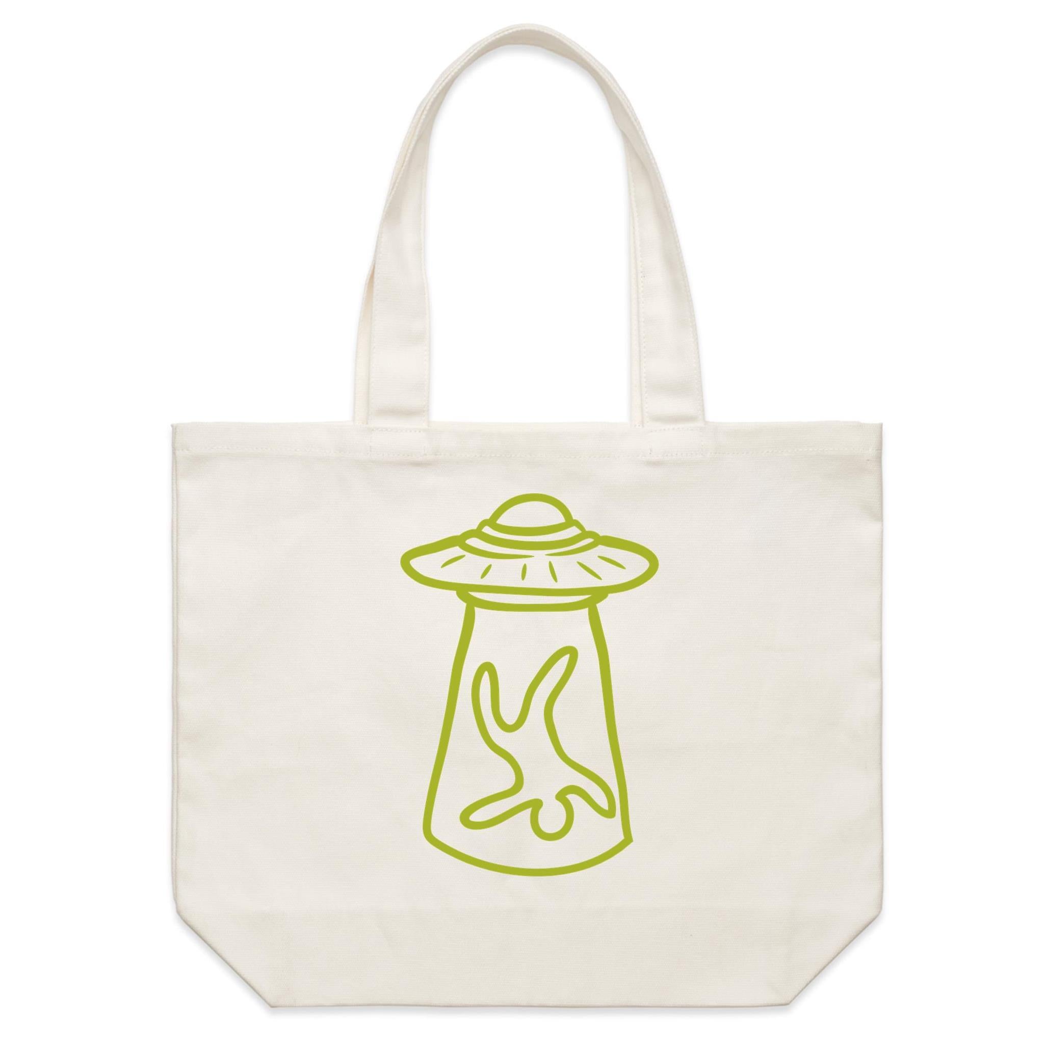 Alien Abduction - Shoulder Canvas Tote Bag Default Title Large Tote Bag Printed In Australia Sci Fi