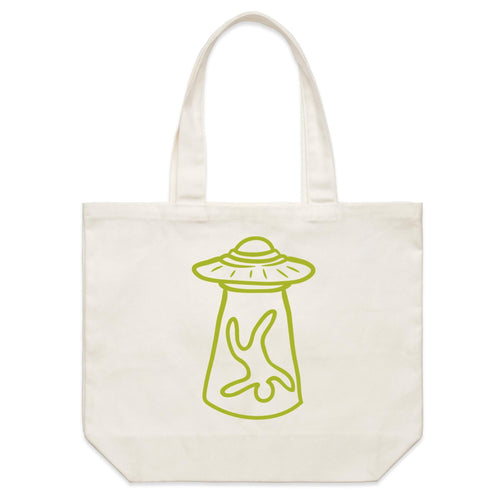 Alien Abduction - Shoulder Canvas Tote Bag Default Title Large Tote Bag Printed In Australia Sci Fi