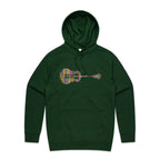 Guitar Reflection In Colour - Mens Hoodie Forest Green Mens Hoodie Music Printed In Australia