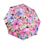 Bright Pink Floral - Semi-Automatic Foldable Umbrella (Model U12) One Size Semi-Automatic Foldable Umbrella (U12)