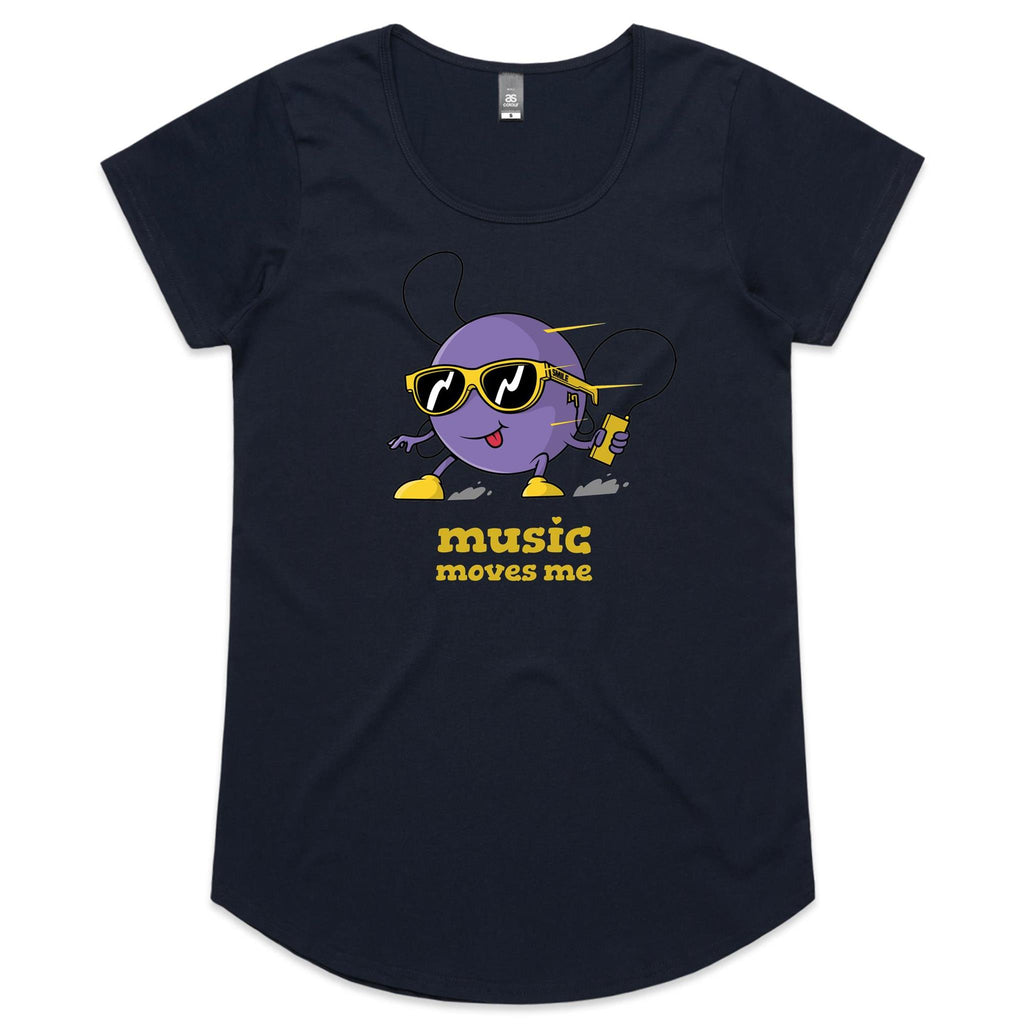Music Moves Me - Womens Scoop Neck T-Shirt Navy Womens Scoop Neck T-shirt Music Printed In Australia