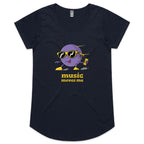 Music Moves Me - Womens Scoop Neck T-Shirt Navy Womens Scoop Neck T-shirt Music Printed In Australia