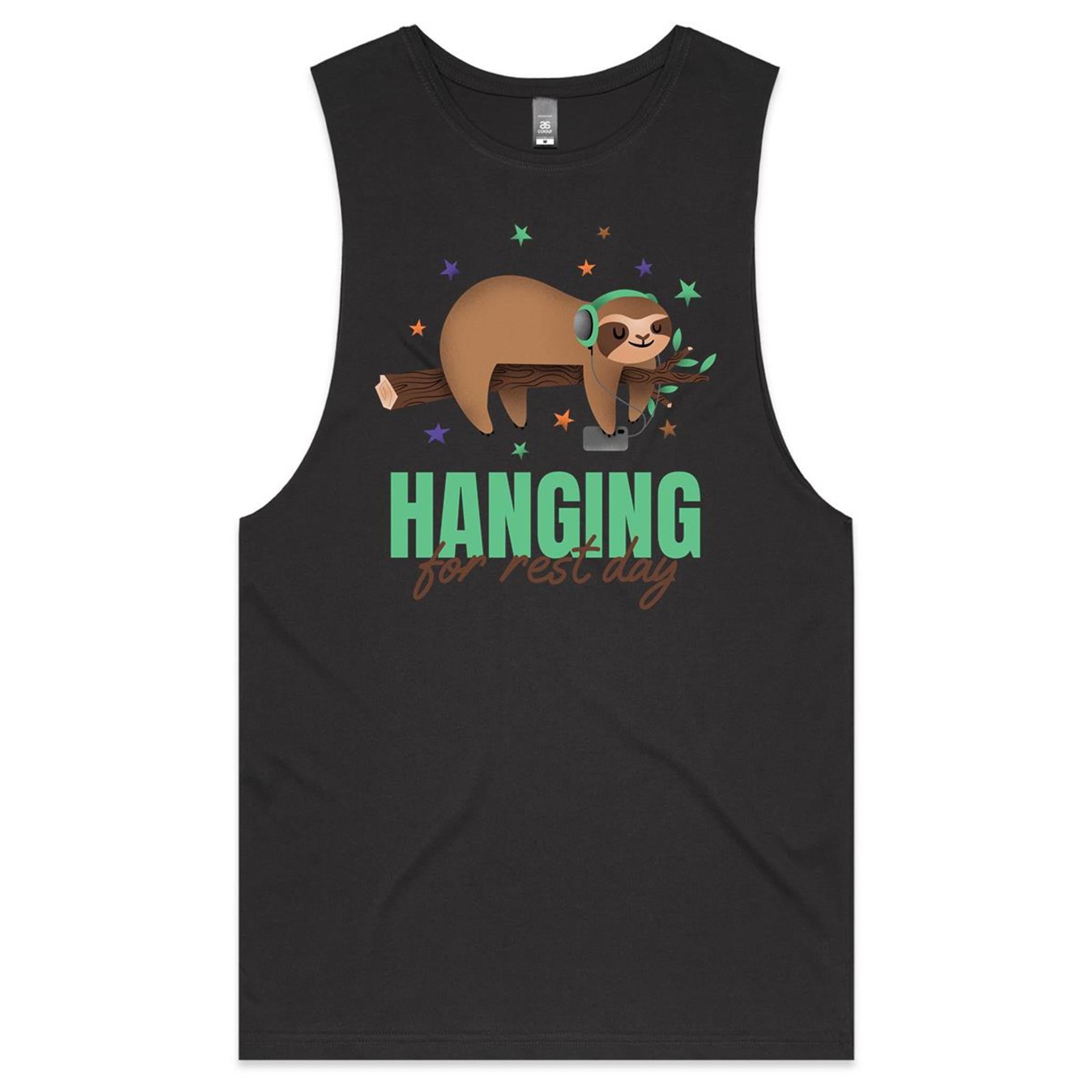 Hanging For Rest Day, Sloth - Tank Top Tee Coal Drop Arm Tank Top Fitness Printed In Australia