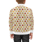 Round Pizzas On White Kids Bomber Jacket Kids Bomber Jacket Food Printed Offshore
