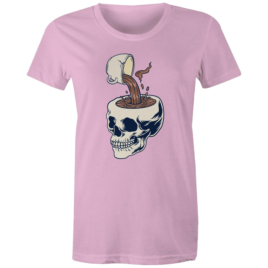 Coffee Skull - Womens T-shirt Pink Womens T-shirt Coffee Printed In Australia