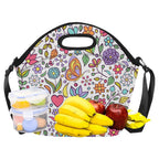 Hippie Butterfly And Flowers Neoprene Lunch Bag/Large (Model 1669) Neoprene Lunch Bag Plants Printed Offshore