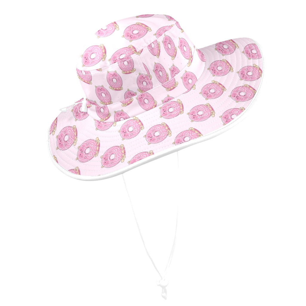 Pink Cat Doughnuts Wide Brim Bucket Hat Wide Brim Bucket Hat Food Printed Offshore