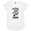 Coffee, Because Murder Is Wrong - Womens Scoop Neck T-Shirt White Womens Scoop Neck T-shirt Coffee Printed In Australia