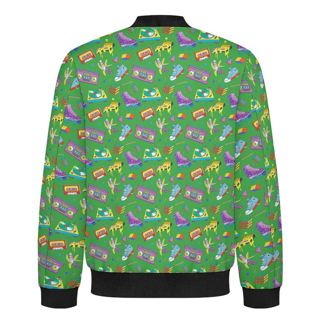 Bright 80's Men's Casual Zip‑Up Bomber Jacket