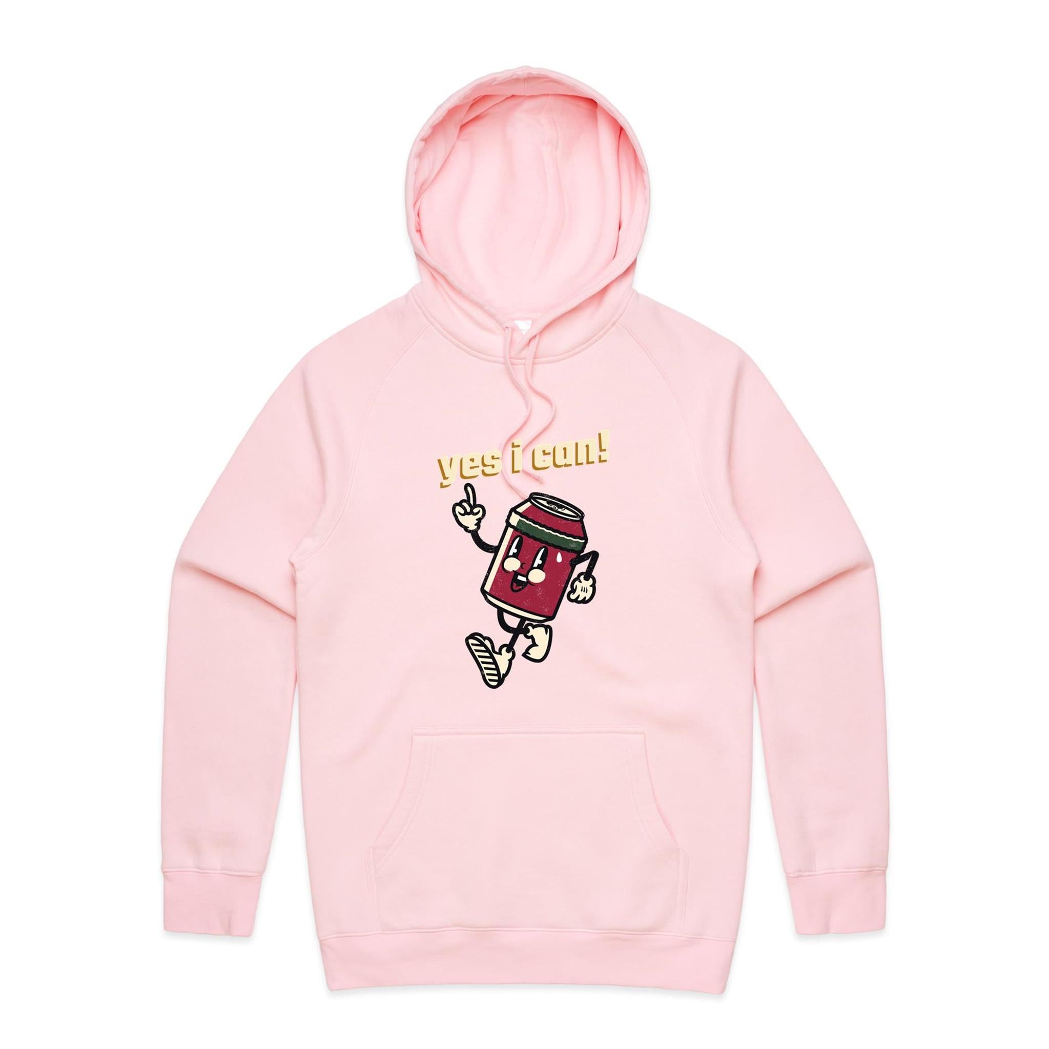 Yes I Can - Mens Hoodie Pink Mens Hoodie Positivity Printed In Australia