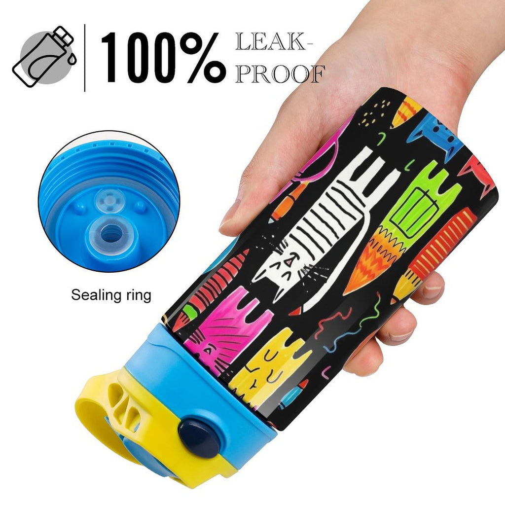 Colourful Cats - Little Kids Water Bottle Little Kids Water Bottle animal Printed Offshore