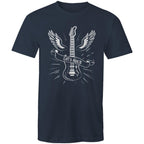 Let's Rock, Guitar - Mens T-Shirt Navy Mens T-shirt Music Printed In Australia