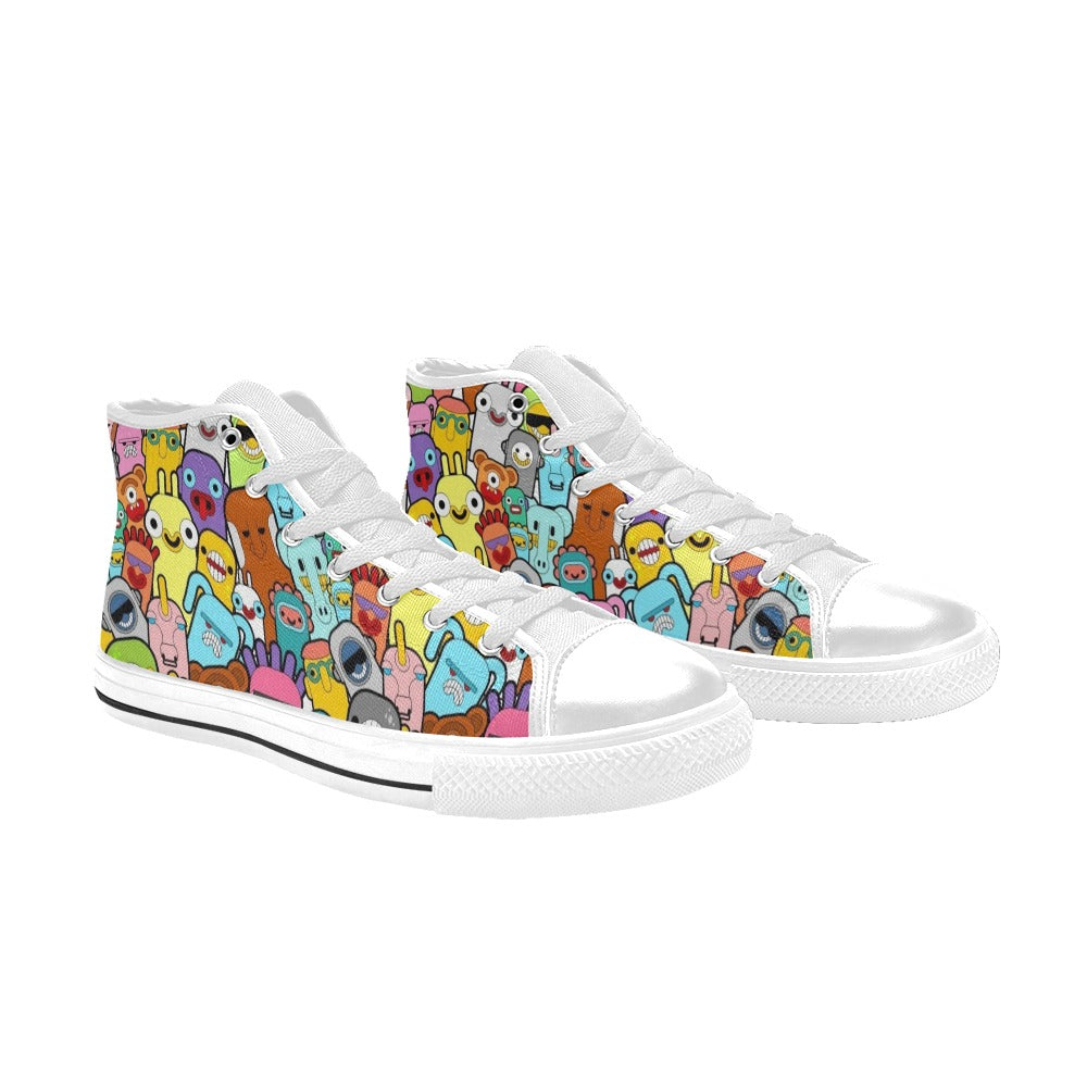Happy Monsters - Kids' High Top Canvas Shoes Kids High Top Canvas Shoes Printed Offshore Sci Fi