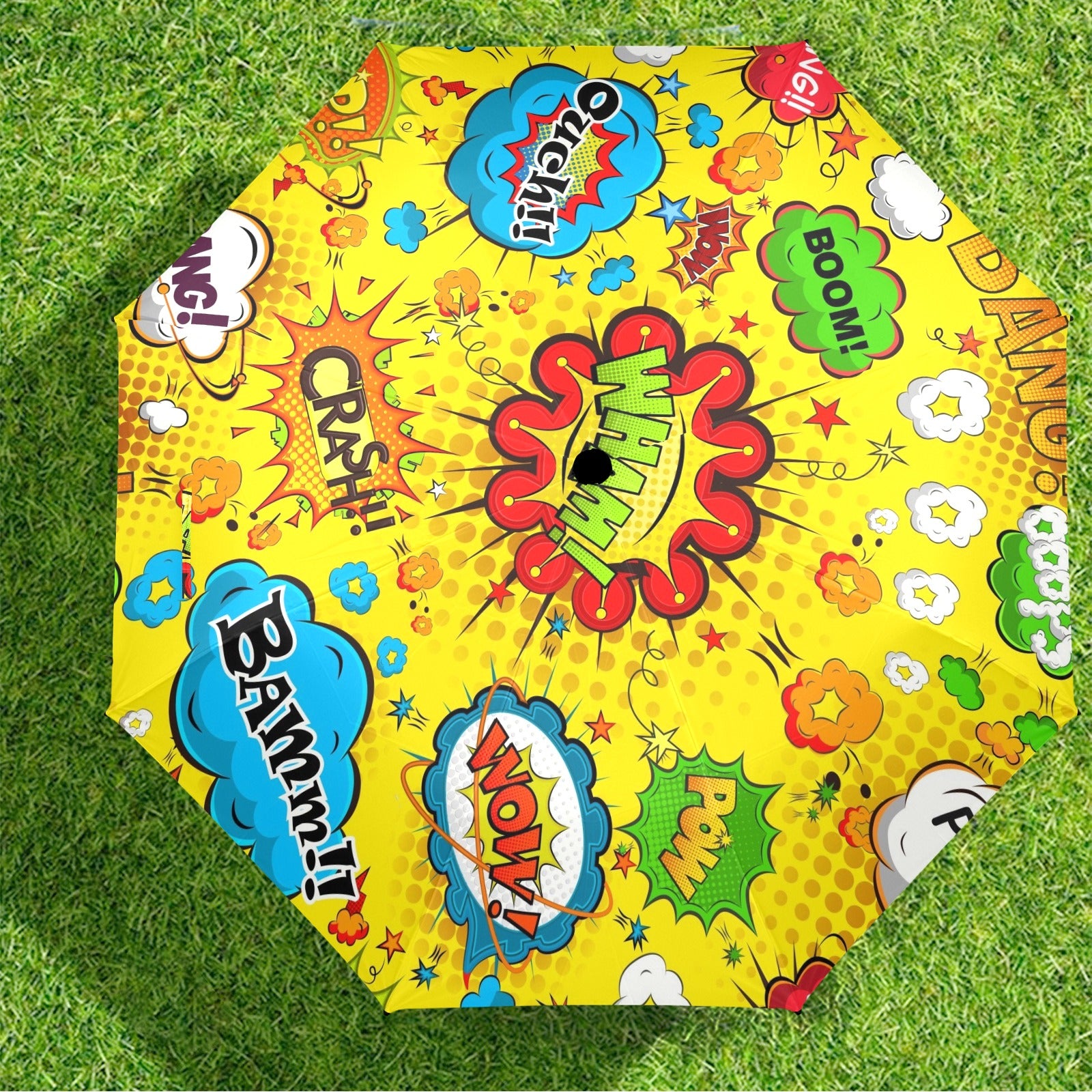 Comic Book Yellow - Semi-Automatic Foldable Umbrella (Model U12) Semi-Automatic Foldable Umbrella (U12)