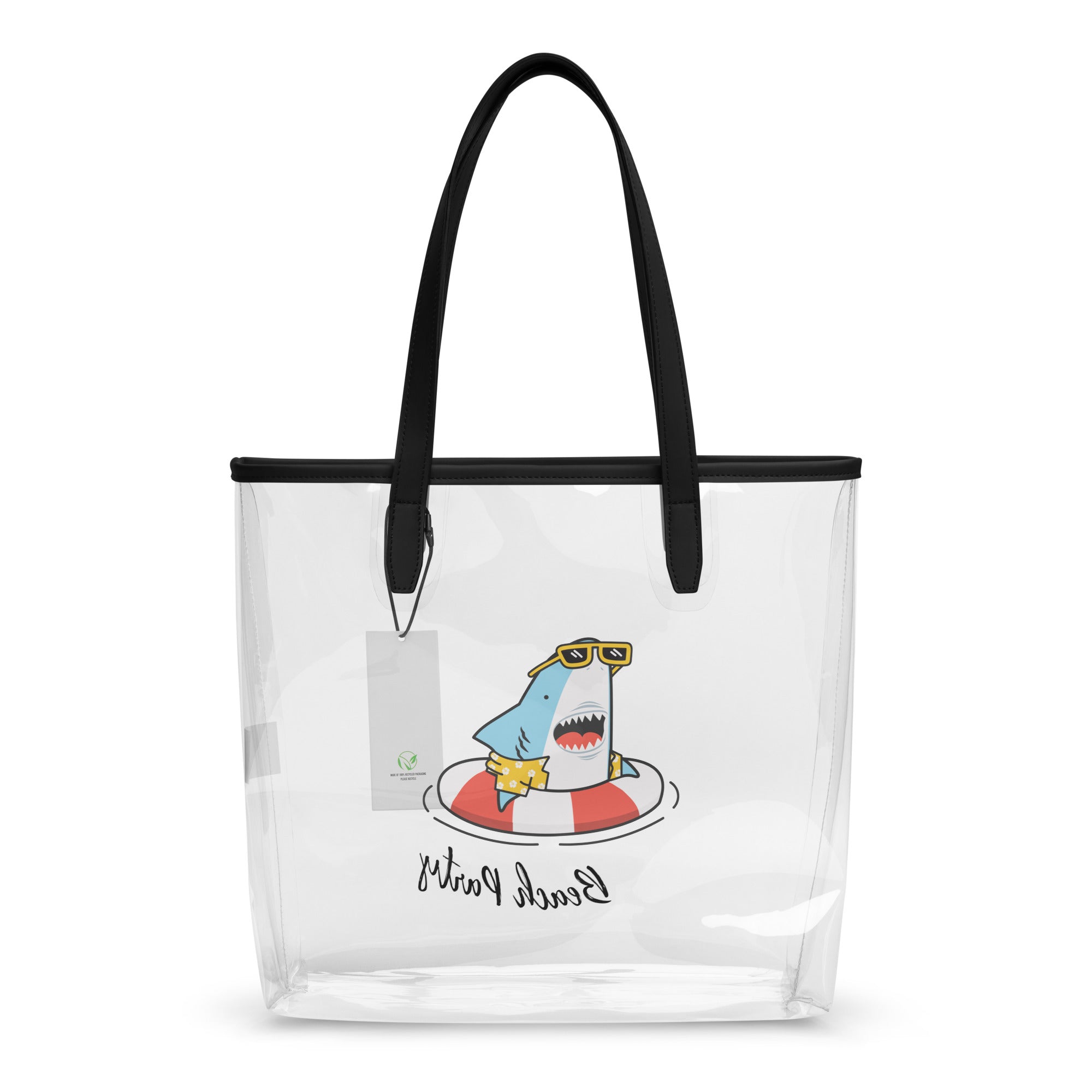 Shark Beach Party - Clear Tote Bag / Stadium Bag Printed Offshore