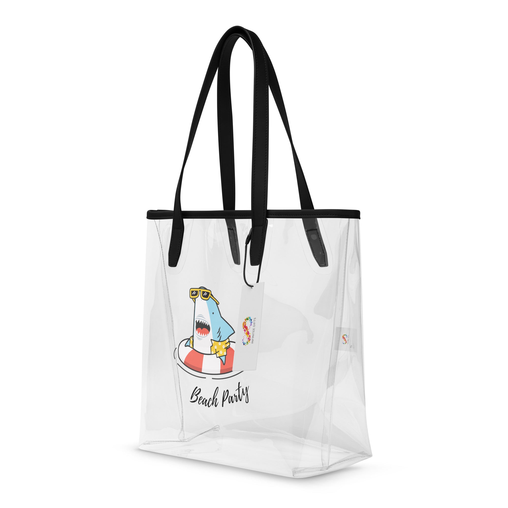 Shark Beach Party - Clear Tote Bag / Stadium Bag Printed Offshore