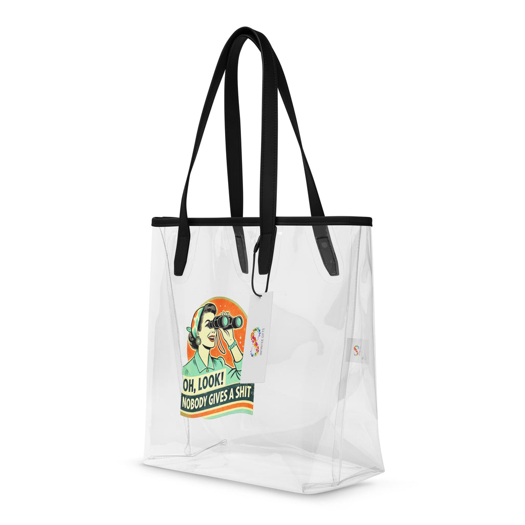 Oh Look, Nobody Gives A **** - Clear Tote Bag / Stadium Bag Printed Offshore