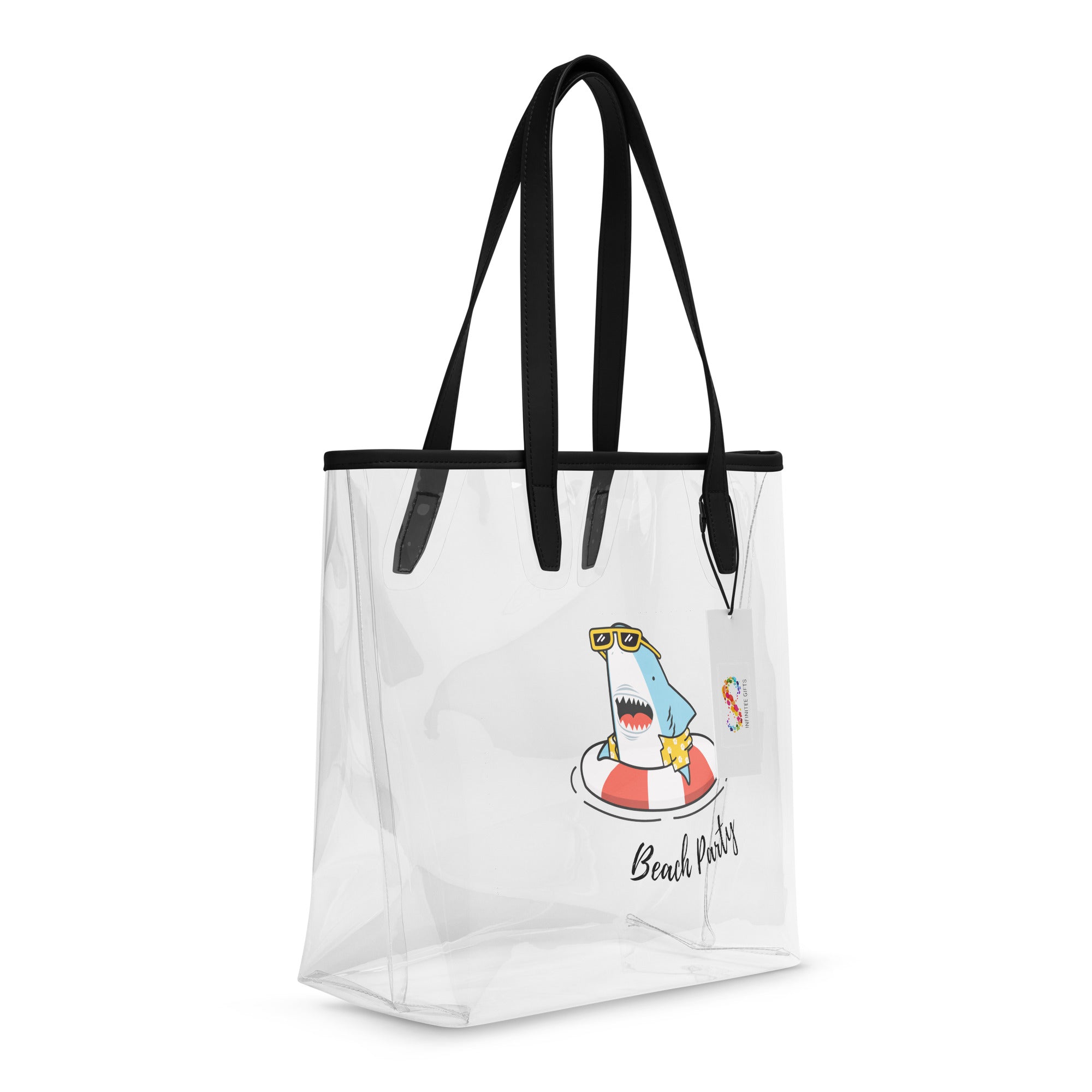Shark Beach Party - Clear Tote Bag / Stadium Bag Printed Offshore