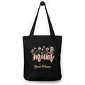 Personalised Mum With Flowers Cotton tote bag Black Personalised Tote Bag Australian Printer printful_personalized_product