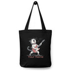 Personalised Cat Playing Guitar Cotton tote bag Black Personalised Tote Bag Australian Printer printful_personalized_product