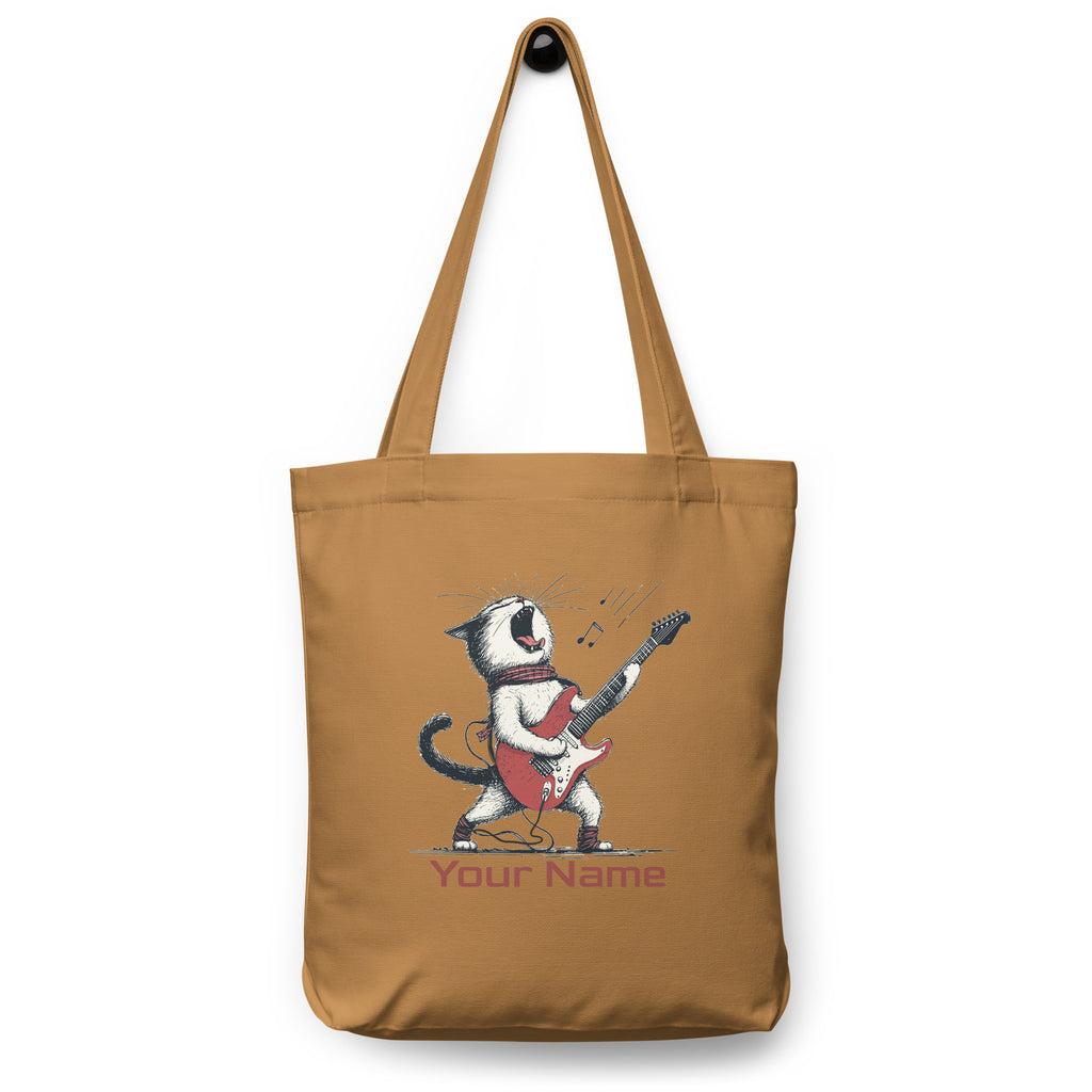 Personalised Cat Playing Guitar Cotton tote bag Camel Personalised Tote Bag Australian Printer printful_personalized_product