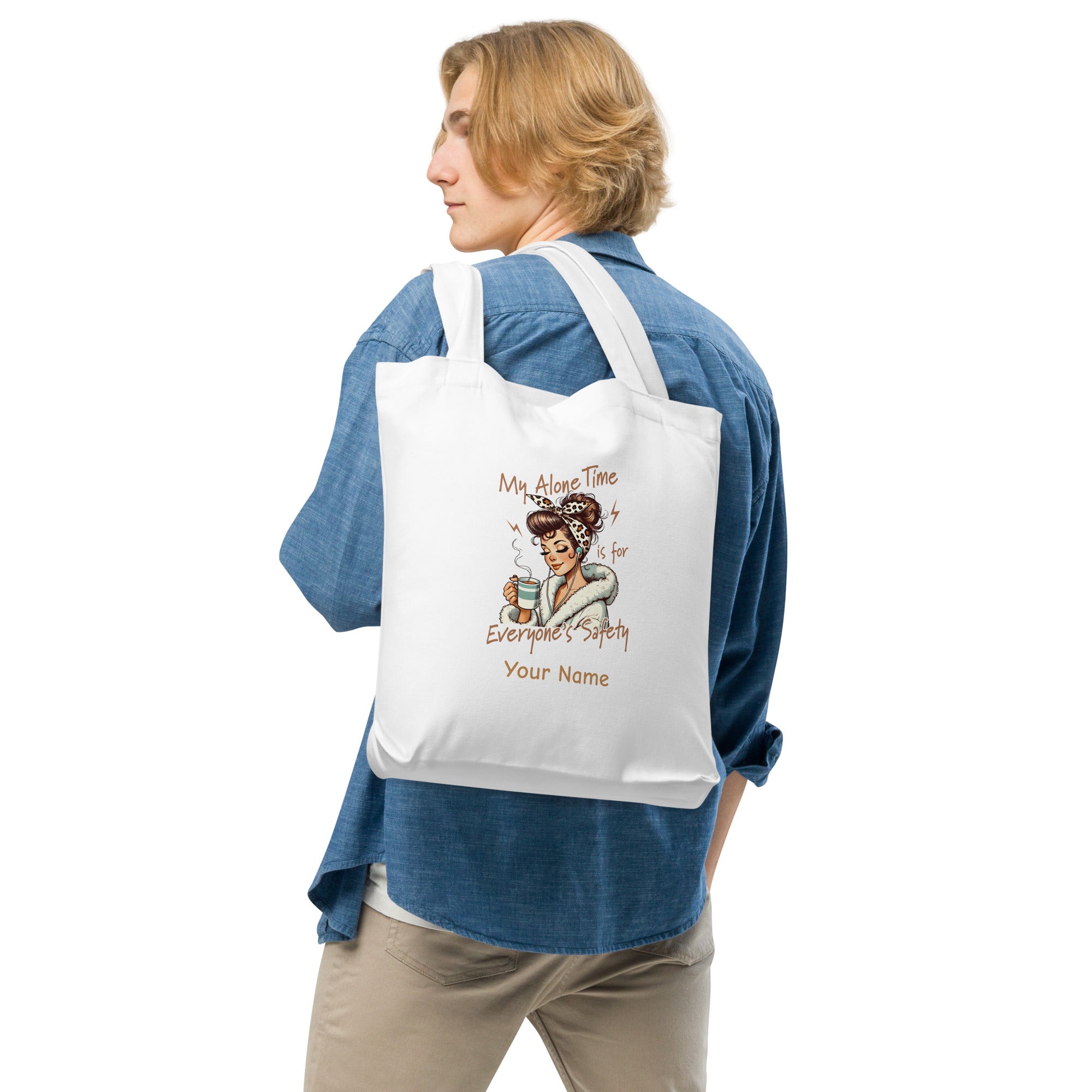 Personalised My Alone Time Is For Everyone's Safety Cotton tote bag Personalised Tote Bag Australian Printer printful_personalized_product