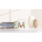 Personalised - Floral Initial - White 11oz Ceramic Mug with Color Inside Personalised 11oz Mug Customise Globally Fulfilled Name Personalise