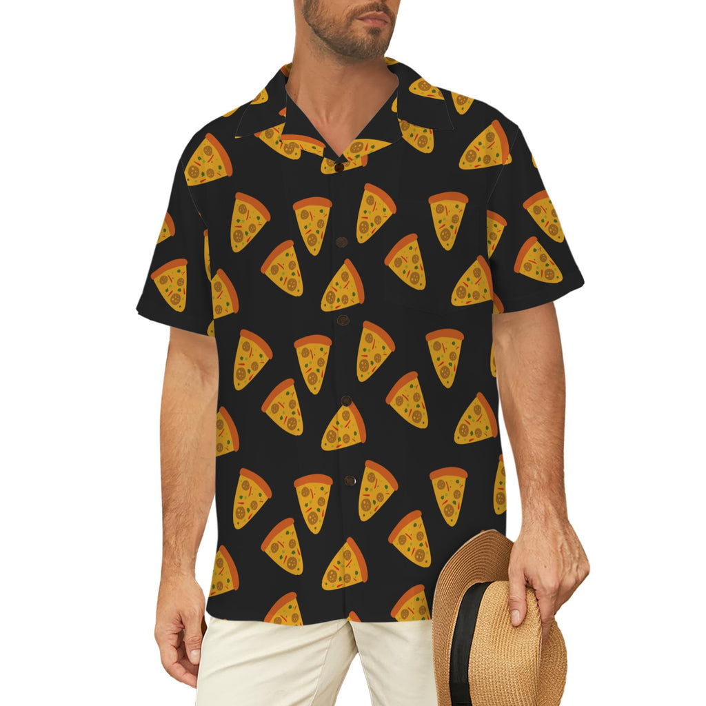 Pizzas Men's Short Sleeve Hawaiian Shirt Men's Hawaiian Shirt (New) Food Printed Offshore