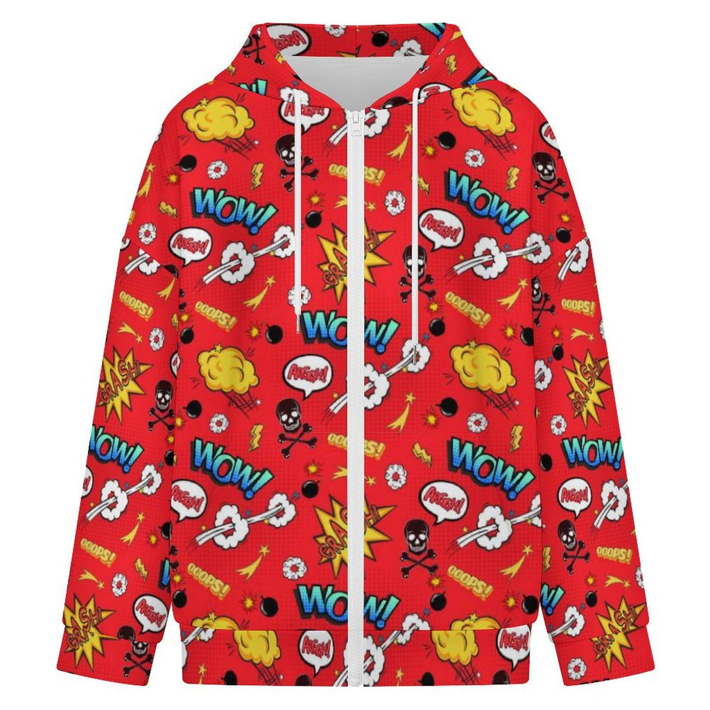 Red Comic Book Women's Full-Zip Hoodie