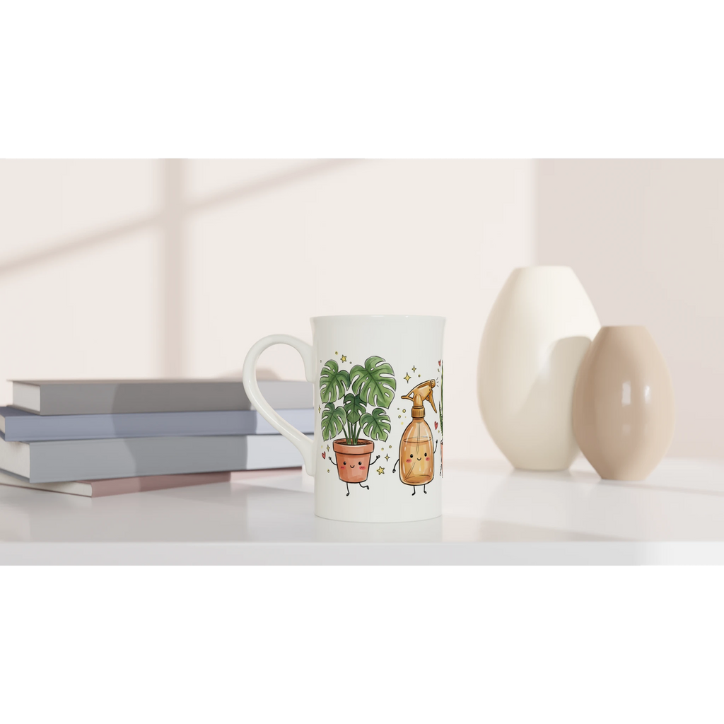 Plant Lover White 10oz Porcelain Slim Mug Porcelain Mug Globally Fulfilled Plants