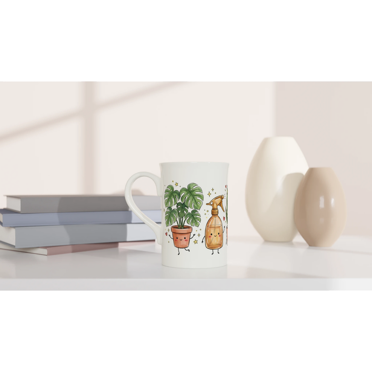Plant Lover White 10oz Porcelain Slim Mug Porcelain Mug Globally Fulfilled Plants