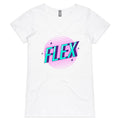 Flex - Womens V-Neck T-Shirt White Womens Active V-Neck T-shirt Fitness Printed In Australia