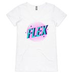 Flex - Womens V-Neck T-Shirt White Womens Active V-Neck T-shirt Fitness Printed In Australia